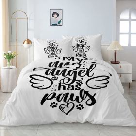 3pcs Pet Memorial Duvet Cover Set, 'My Angel Has Paws' Print Bedding, Soft Microfiber for Pet Lovers