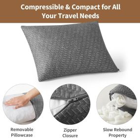 Small Shredded Memory Foam Pillow, Camping Pillow Travel Pillow - Compressible Medium Firm, Breathable Cover, Ideal Backpacking Hiking