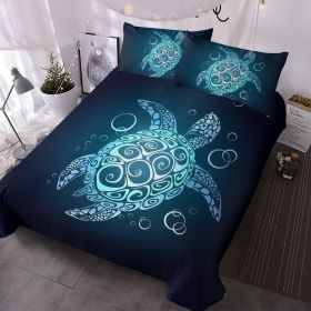 Turtle Queen Bedding Set for Boys Girls 3 Piece Beach Theme Duvet Cover Teal Turquoise Sea Turtle Comforter Cover Kids Teens Tortoise Bed Set (Qu