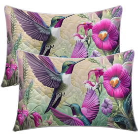 2pcs Purple Bird Pillow Case Enchanting trumpet flower Pillow Covers Harmonious World of Animals and Plants Decorative Pillowcases(temu can only