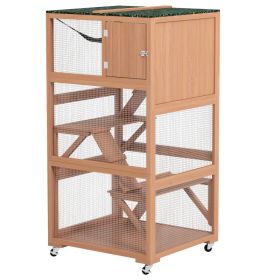 Catio, Outdoor Cat Enclosure House on Wheels with Hammock, Orange (Option: Orange-970x630x335 mm)