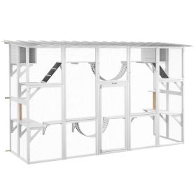 Cat Window Box , Large Catio with Shelves & Bridges, Outside Enclosure for Multiple Cats, White (Option: White-1070x520x255 mm)