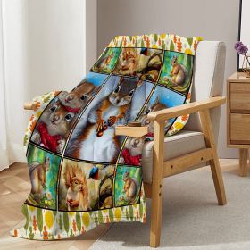 Leaves Squirrel Flannel Fleece Blanket for Girls Women Vintage Autumn Leaves Print Throw Blanket Soft Christmas Animal Squirrel Blankets Bed Thro (size: 130x150)
