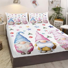 Christmas Fitted Sheet Set Xmas Snowman Bed Sheets for Kids Teen Girls Winter Snowflakes Christmas Decor Bedding Set 1 Fitted Sheet & 2 Pillowcas (size: Full)