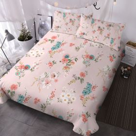 Floral Bedding Set for Girls, Cute Colorful Botanical Flowers Patterned Soft Duvet Cover Set, 3 Pcs (size: QUEEN)