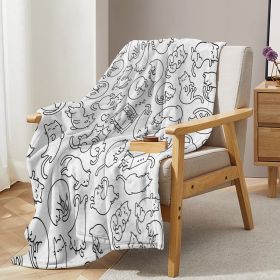 Mini Cats Pattern Flannel Throw Blanket Super Soft Fleece Blanket Animal Print Fluffy Plush Lightweight Cozy Blanket (size: 130x150)