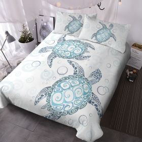 Sea Turtle Bedding Aqua Teal Blue Duvet Cover Sets Beach Turtle Bed Sets for Girls Women Ocean 3 Piece Turtle Themed Comforter Cover with 2 Pillo (size: Twin)