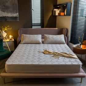 Grey Quilted Fitted Sheet, Fits Mattress Up to 15" Deep, 2/3-Piece Set (Color: Grey, size: KING)